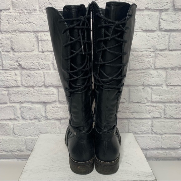 Wokly Belmont Black Leather Lace Up Tough Boots - Picture 9 of 16